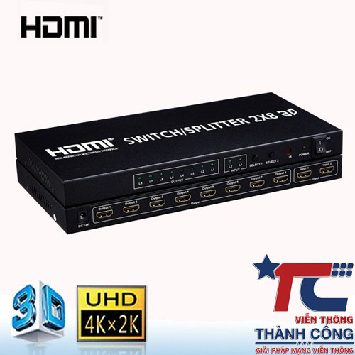 Bộ chia HDMI 2 vào 8 ra